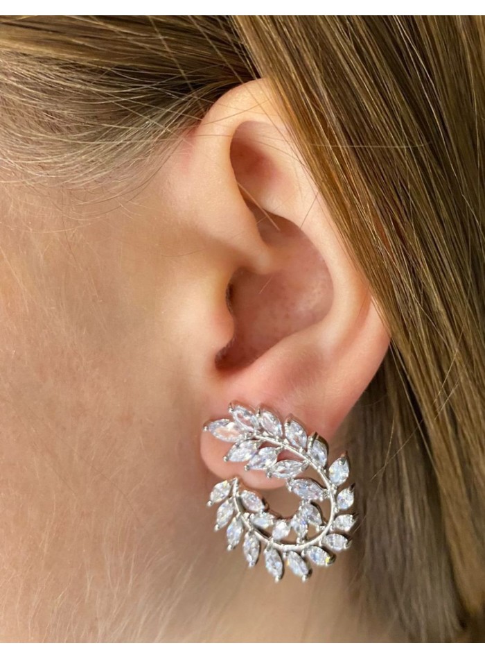 Pendientes de fiesta laurel con cristales