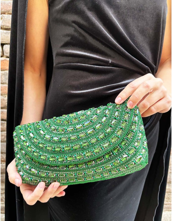 Sac de fête vert émeraude en strass 2