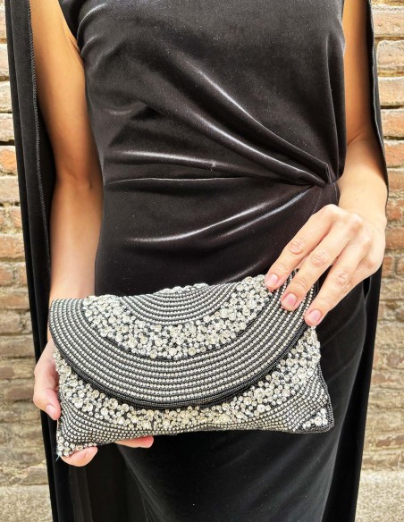 Bolso de fiesta negro con cristales blancos Bolso de fiesta negro con cristales blancos