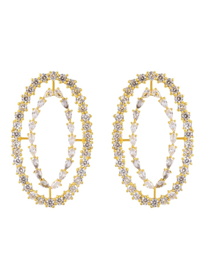 Oval maxi party earrings with crystals