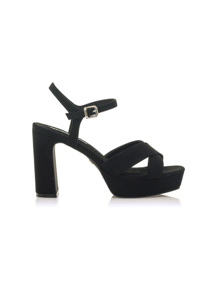 Party sandal with double strap and chunky heel