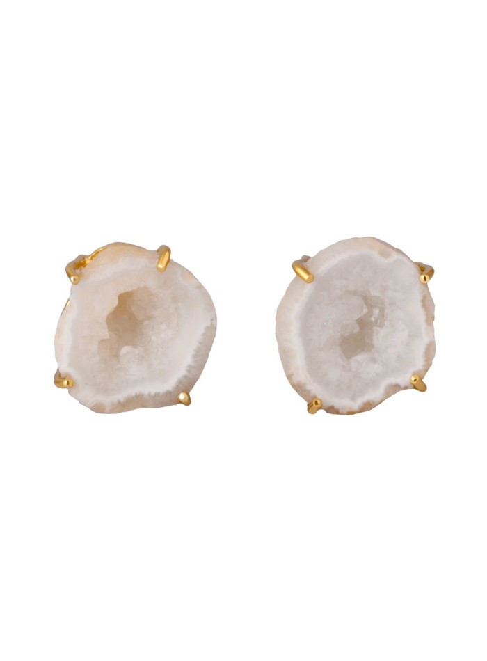 Party earrings with irregular quartz stone