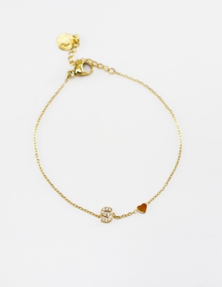 Pulsera con letra inicial de pedrería