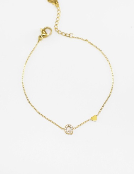 Pulsera con letra inicial de pedrería
