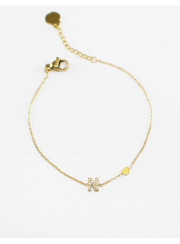 Pulsera con letra inicial de pedrería