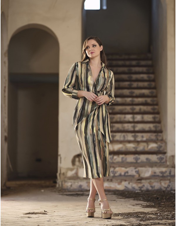 Robe de cocktail croisée à imprimé aquarelle