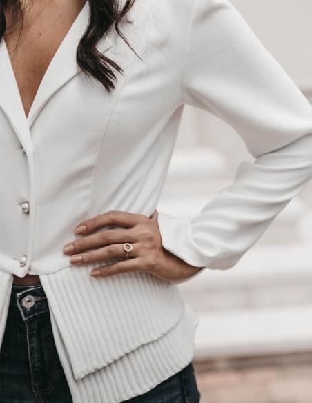 White bridal blazer with buttons