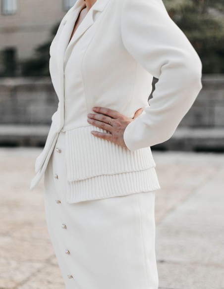 White bridal blazer with buttons