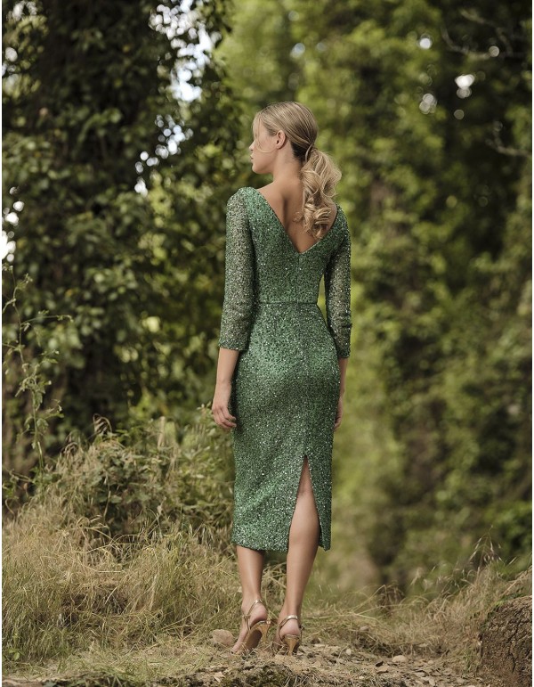 Cocktail party dress with sequins and applique 2