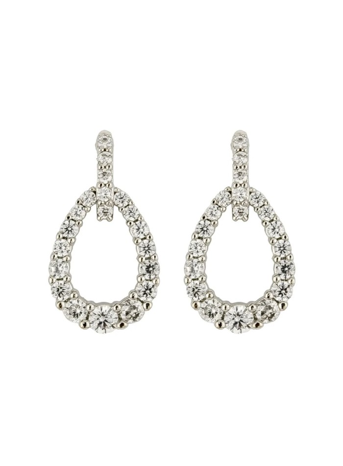 Short party earrings with zirconia