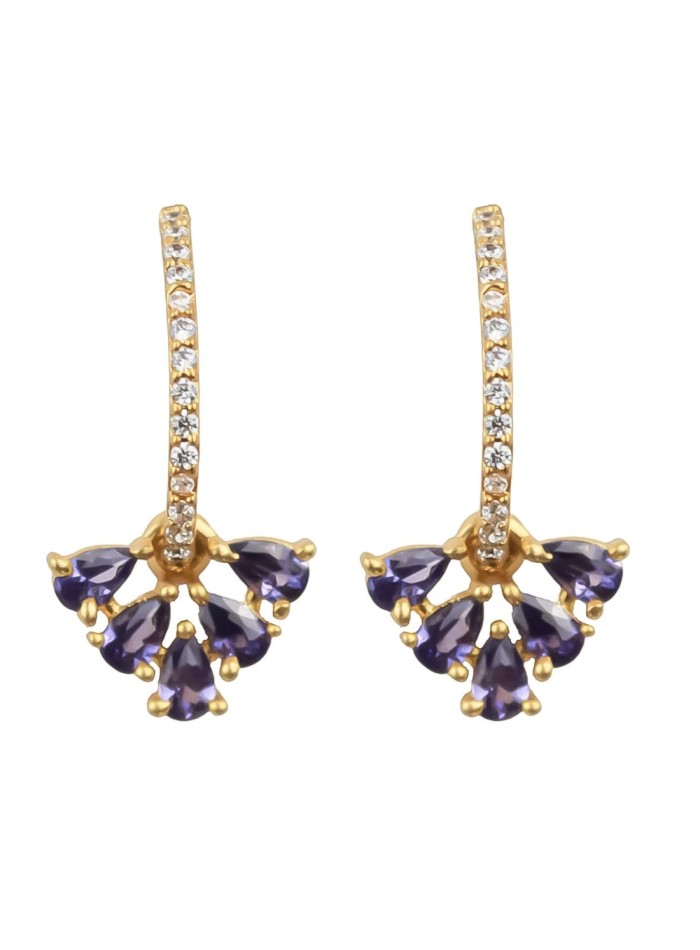 Gold plated party earrings with zirconia stones