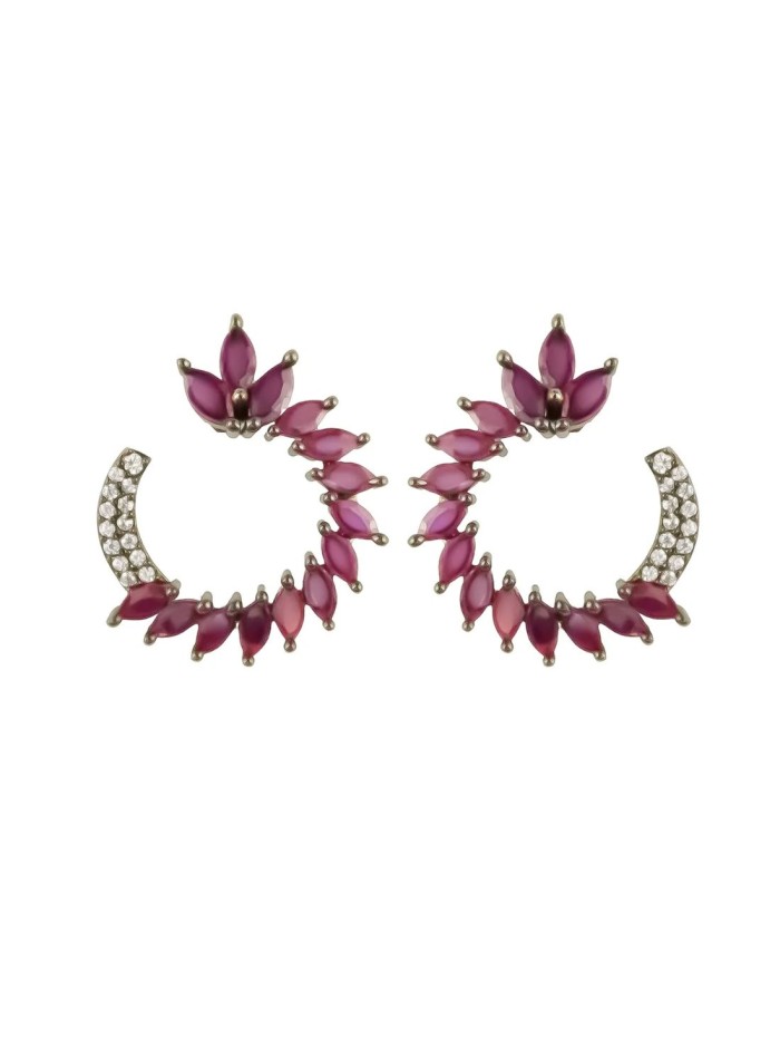 Circular shaped party earrings with zirconia stones