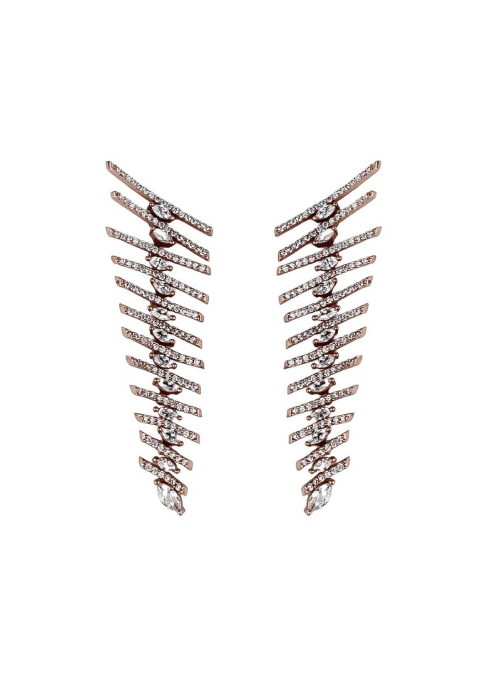Long party earrings with zirconia