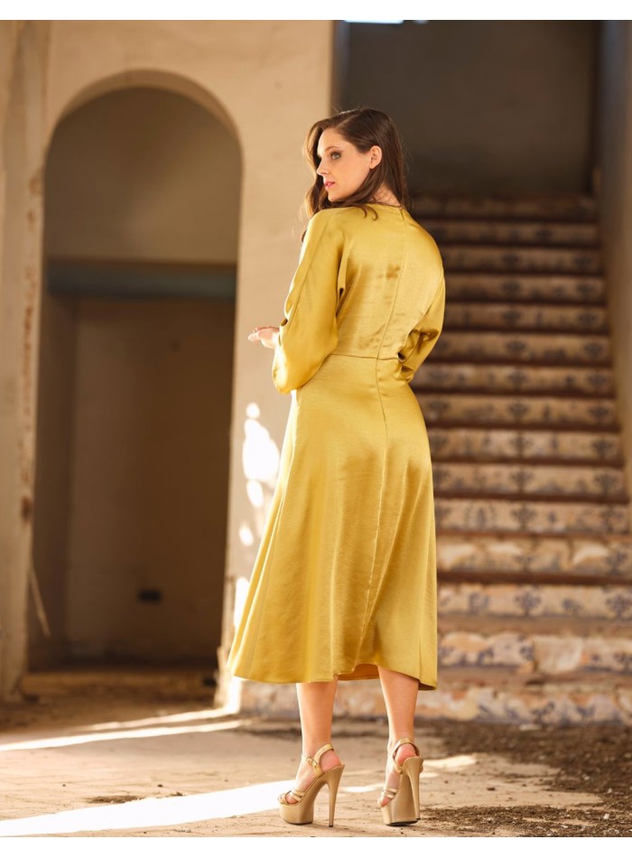 CupitiDU Robe De Soirée Vintage En Satin Avec Nœud, Perles