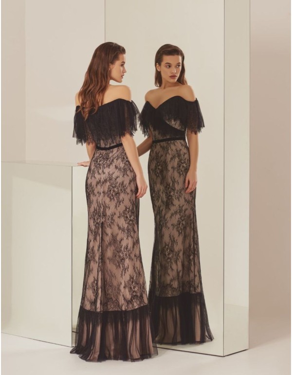 Black party dress with lace and tulle layers 2