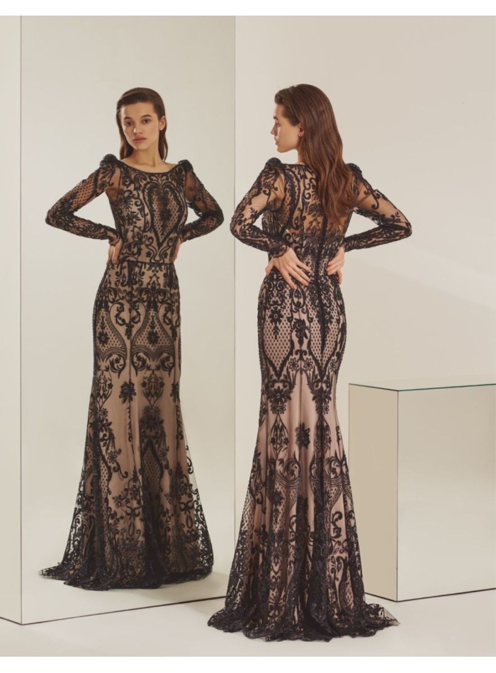 Robe longue de soirée, coupe sirène, avec...