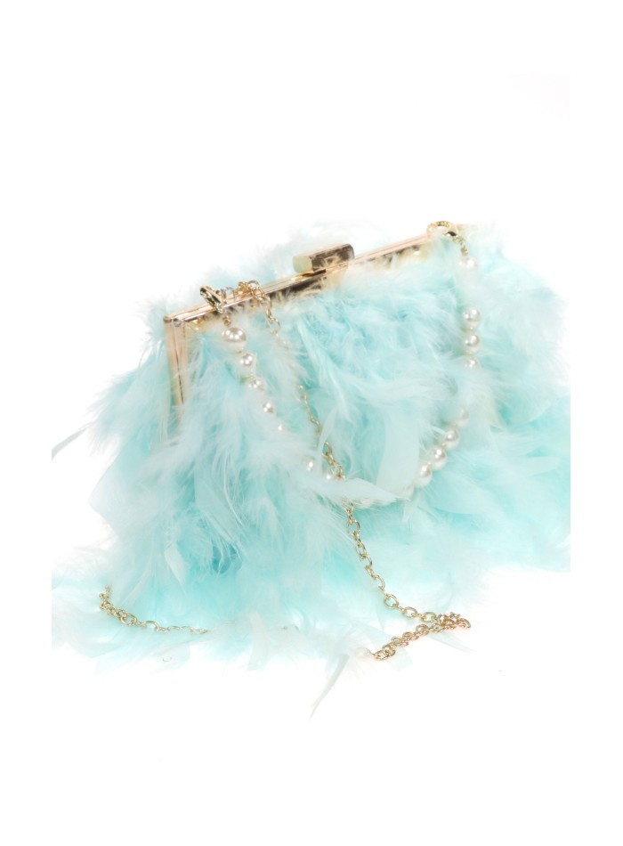 Sac de fête avec plumes et poignée en perles...