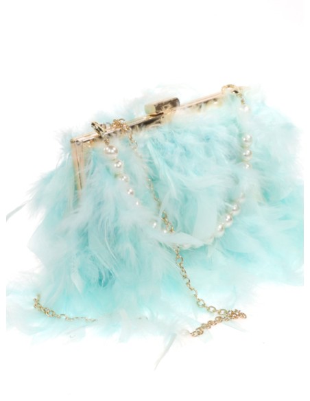 Party bag with feathers and a white pearl - various colours