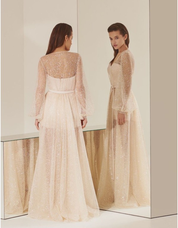 Short jumpsuit and long jacket with glitter 2