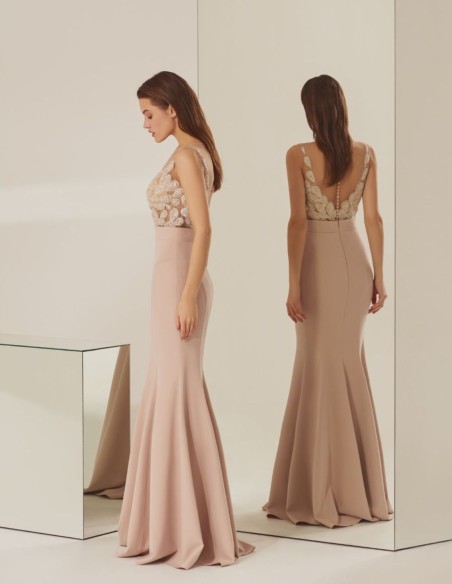 Powder pink party dress with glitter lace