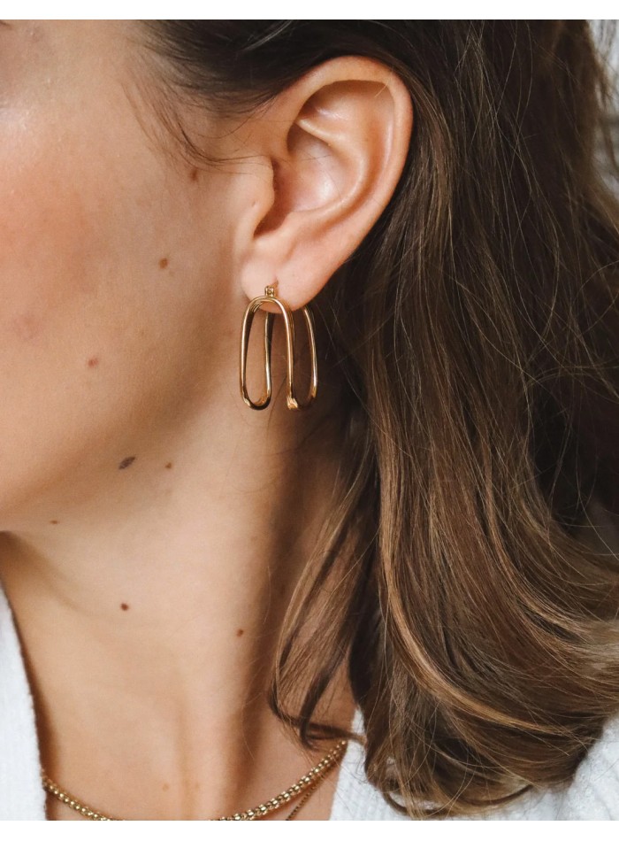 Asymmetrical double motif party earrings