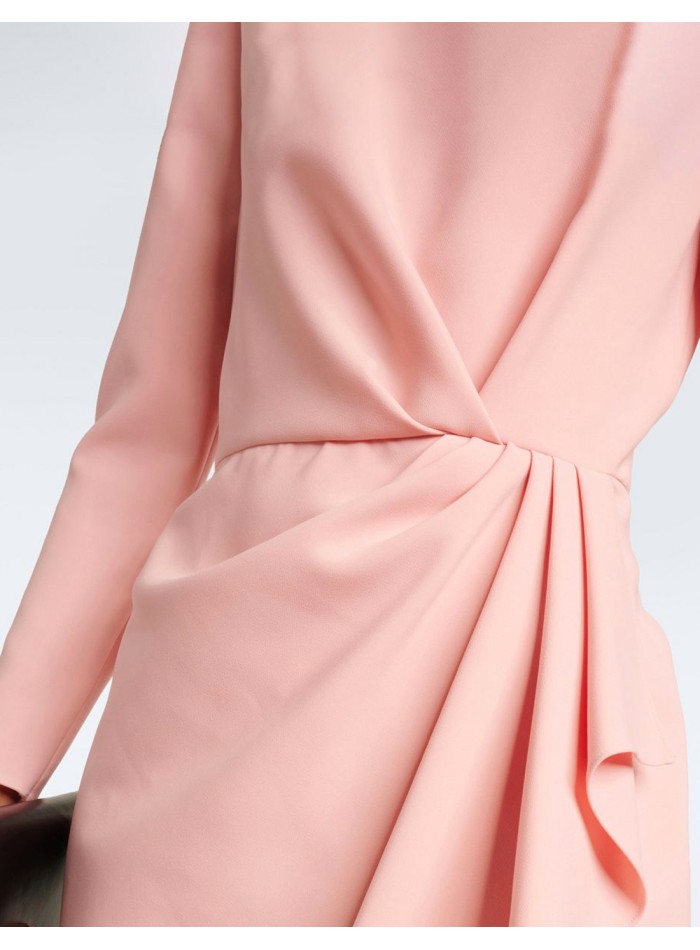 Midi party dress with ruching and cinched waist