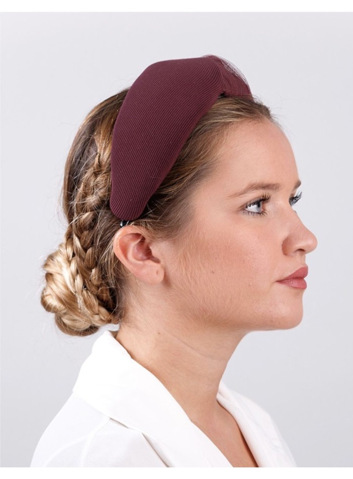Aubergine party headband combined with tulle