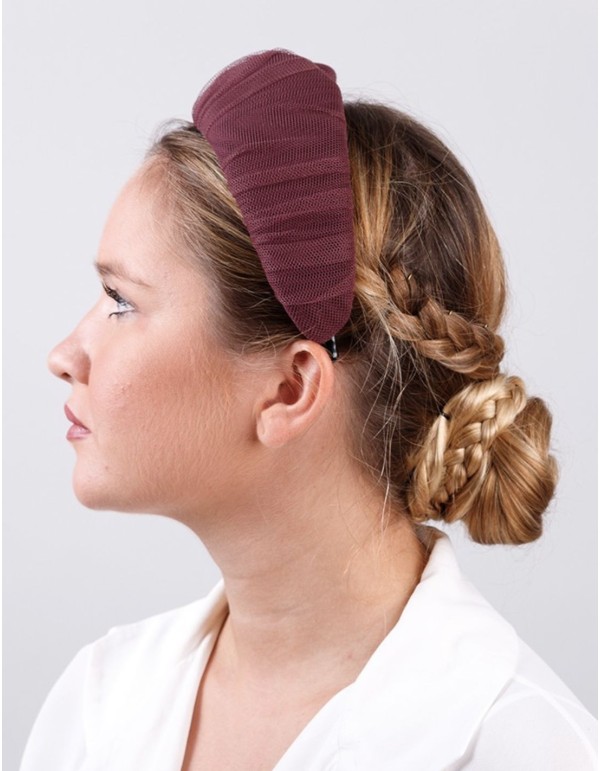 Serre-tête de fête aubergine combiné à du tulle 2