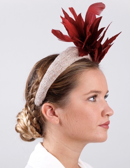 Raw party headband with wine plumage