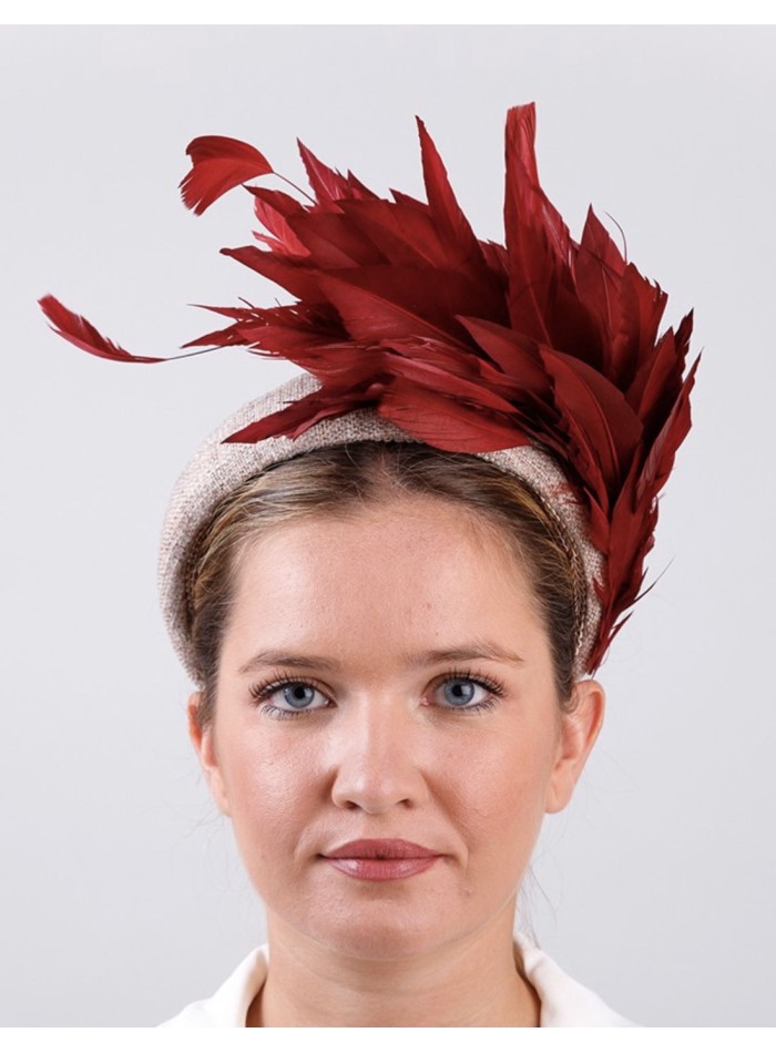 Raw party headband with wine plumage