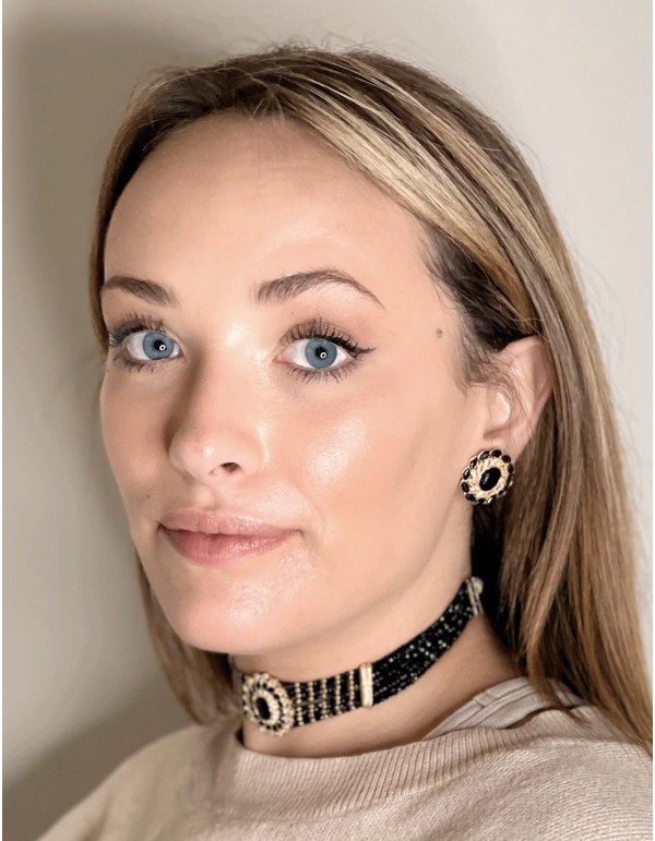 Choker de fiesta con piedras y abalorios negro 2