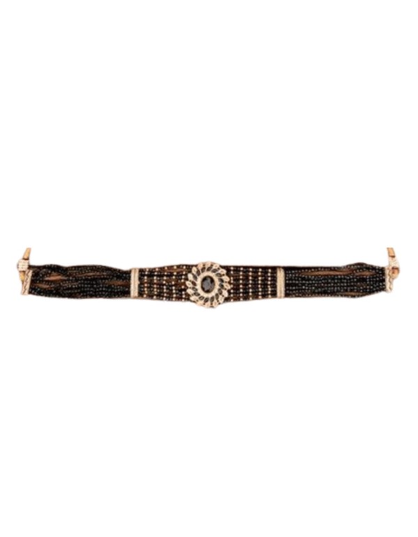 Choker de fiesta con piedras y abalorios negro