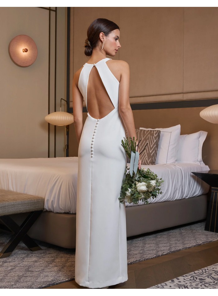 Vestido Novia Cuello Halter Vestido Largo Vestido Marrón Cuello