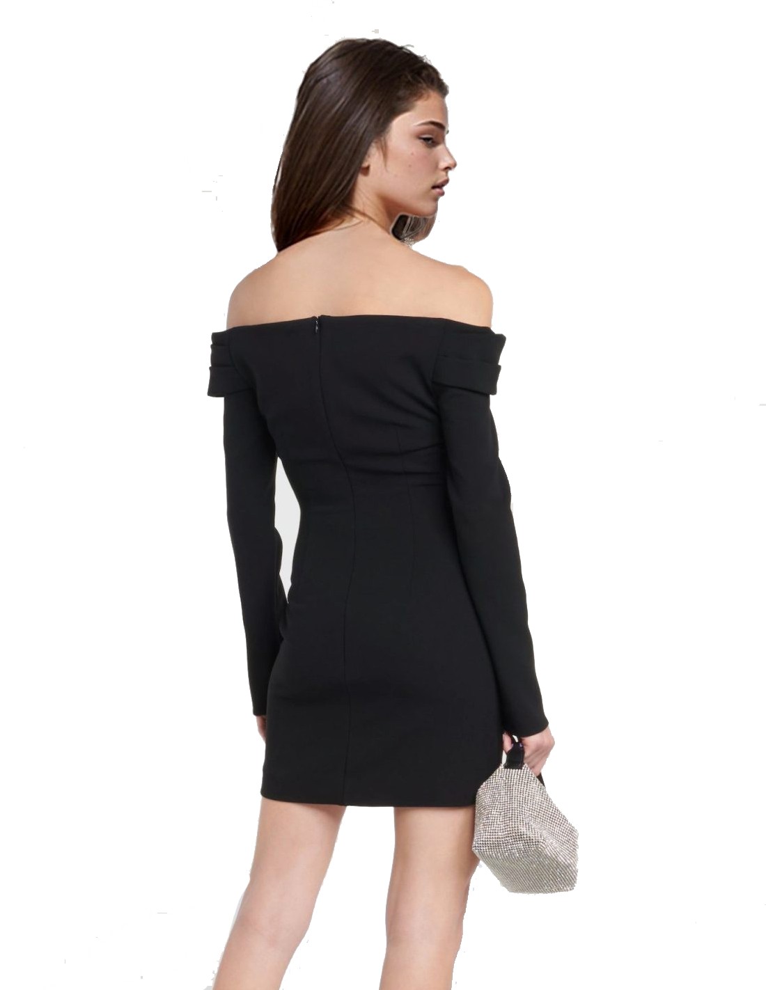 Mini party dress with bardot neckline | INVITADISIMA