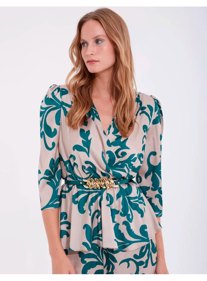 Ensemble blouse et pantalon imprimés