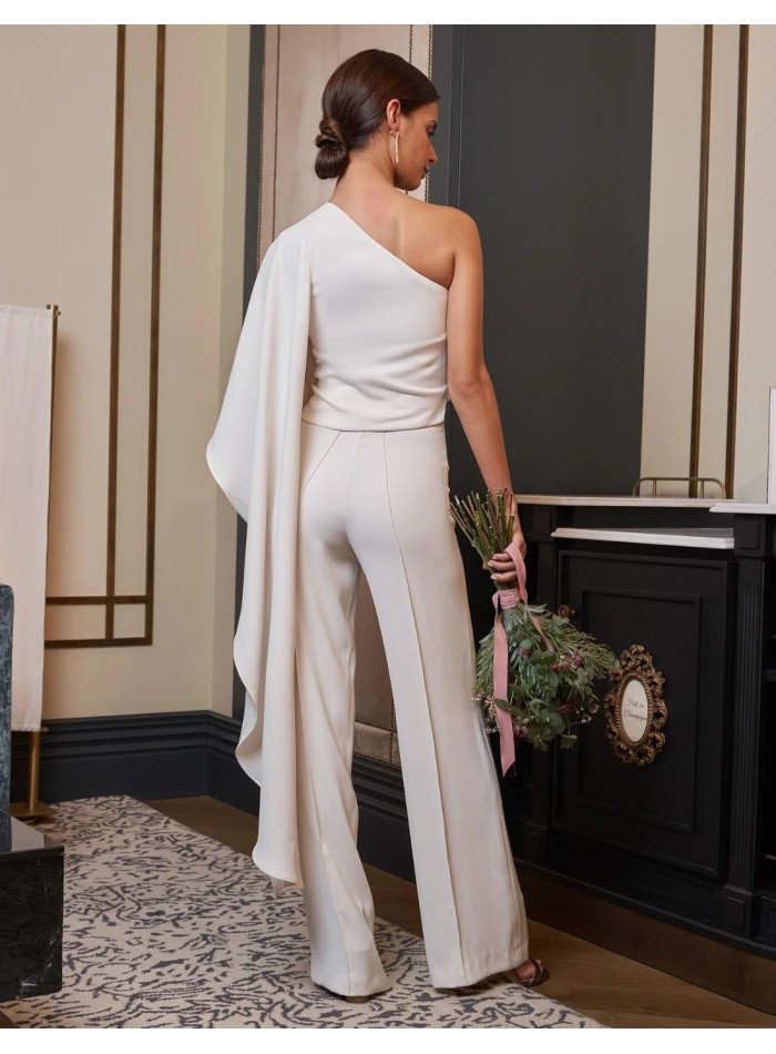 long fit bridal trousers with flared cut