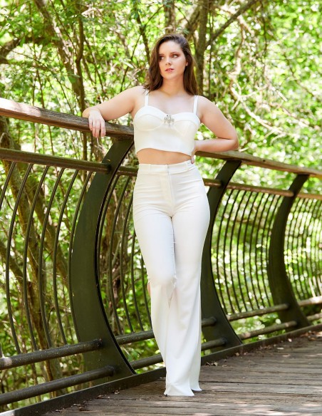 White flared long trousers. White flared long trousers.