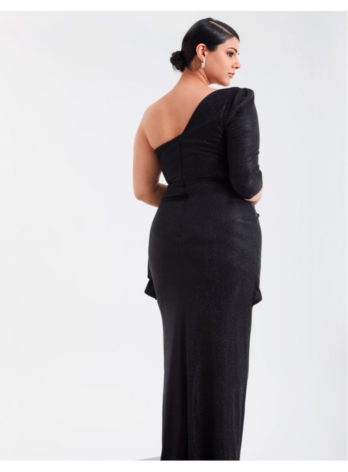 Long party dress with sparkles and asymmetrical...