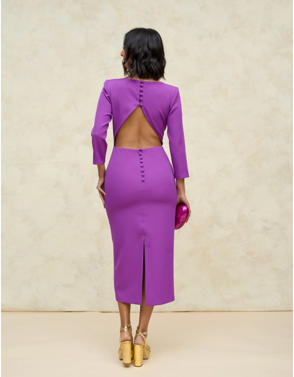 Midi party dress with open back and V-neckline 2
