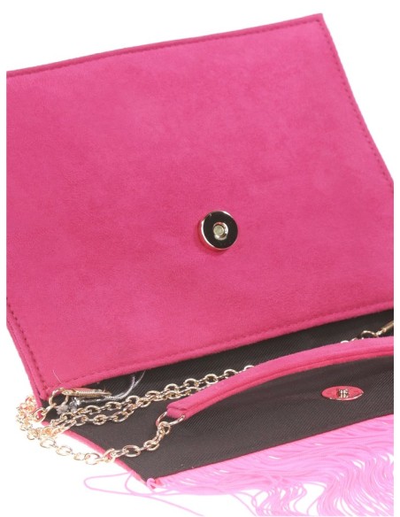 Suede fringed clutch bag