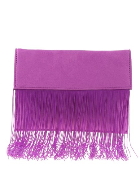Suede fringed clutch bag