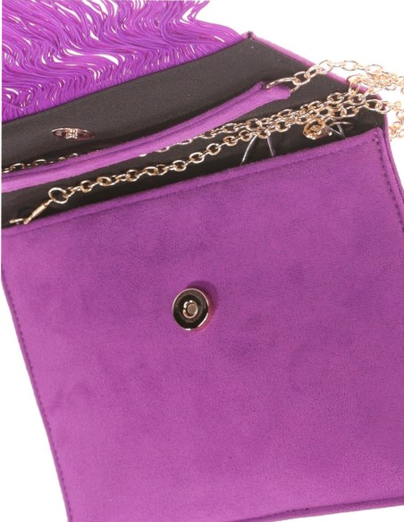 Suede fringed clutch bag