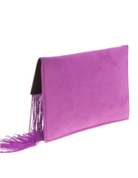 Cartera de mano de antelina con flecos