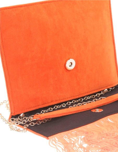 Suede fringed clutch bag