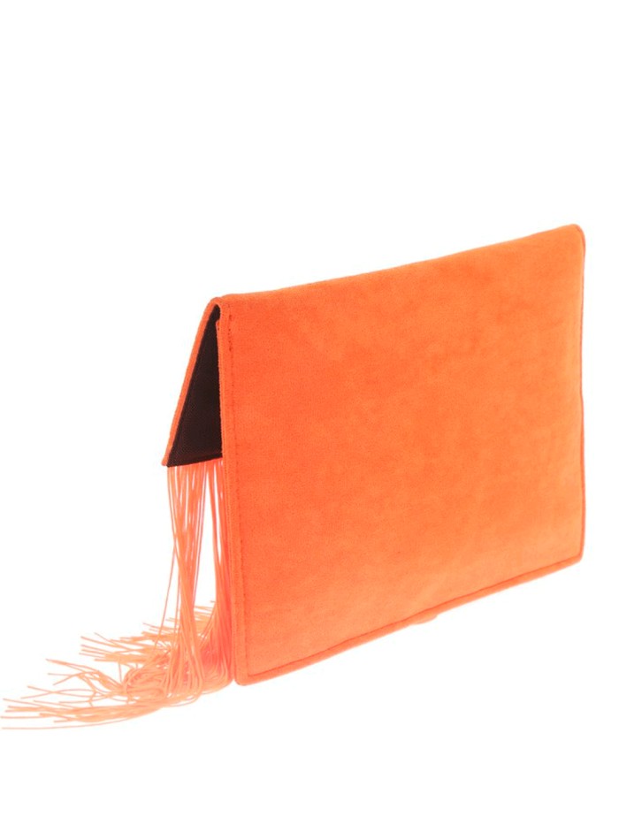 Suede fringed clutch bag