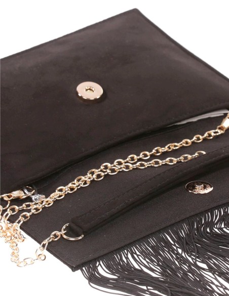 Suede fringed clutch bag