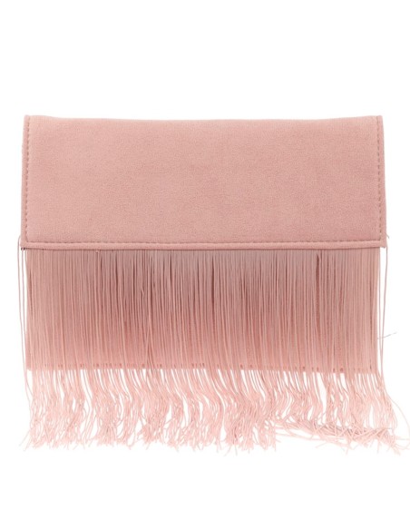 Cartera de mano de antelina con flecos Cartera de mano de antelina con flecos