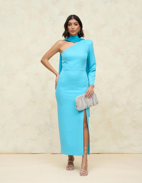 Blue midi party dress.