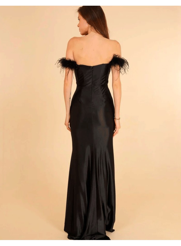 Vestido de Fiesta Largo Satinado con Escote...