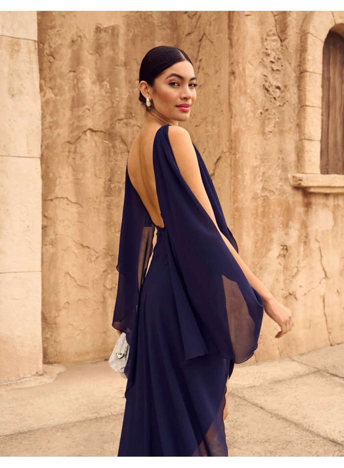 Robe de soirée midi avec dos ouvert et manches...